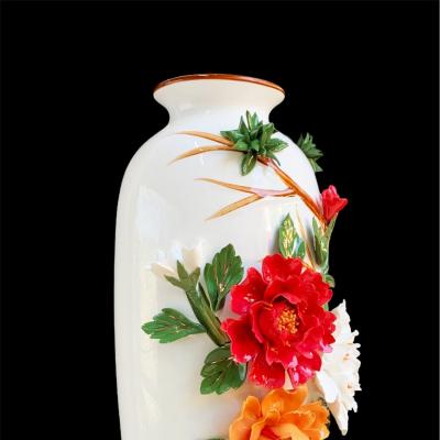 Bình Thủ Công Họa Tiết Hoa Mẫu Đơn